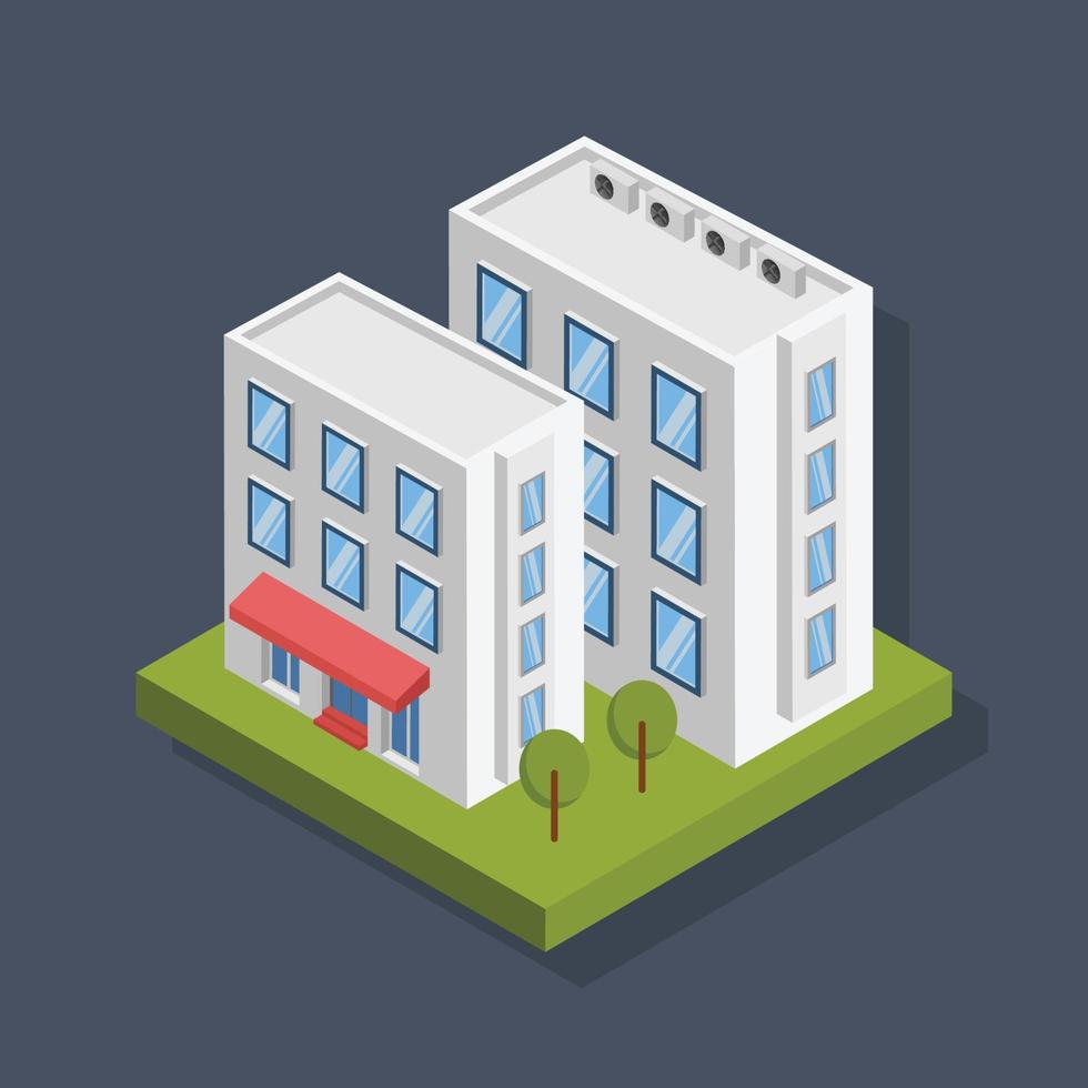 Commercial buildings - Isometric 3D illustration. vector