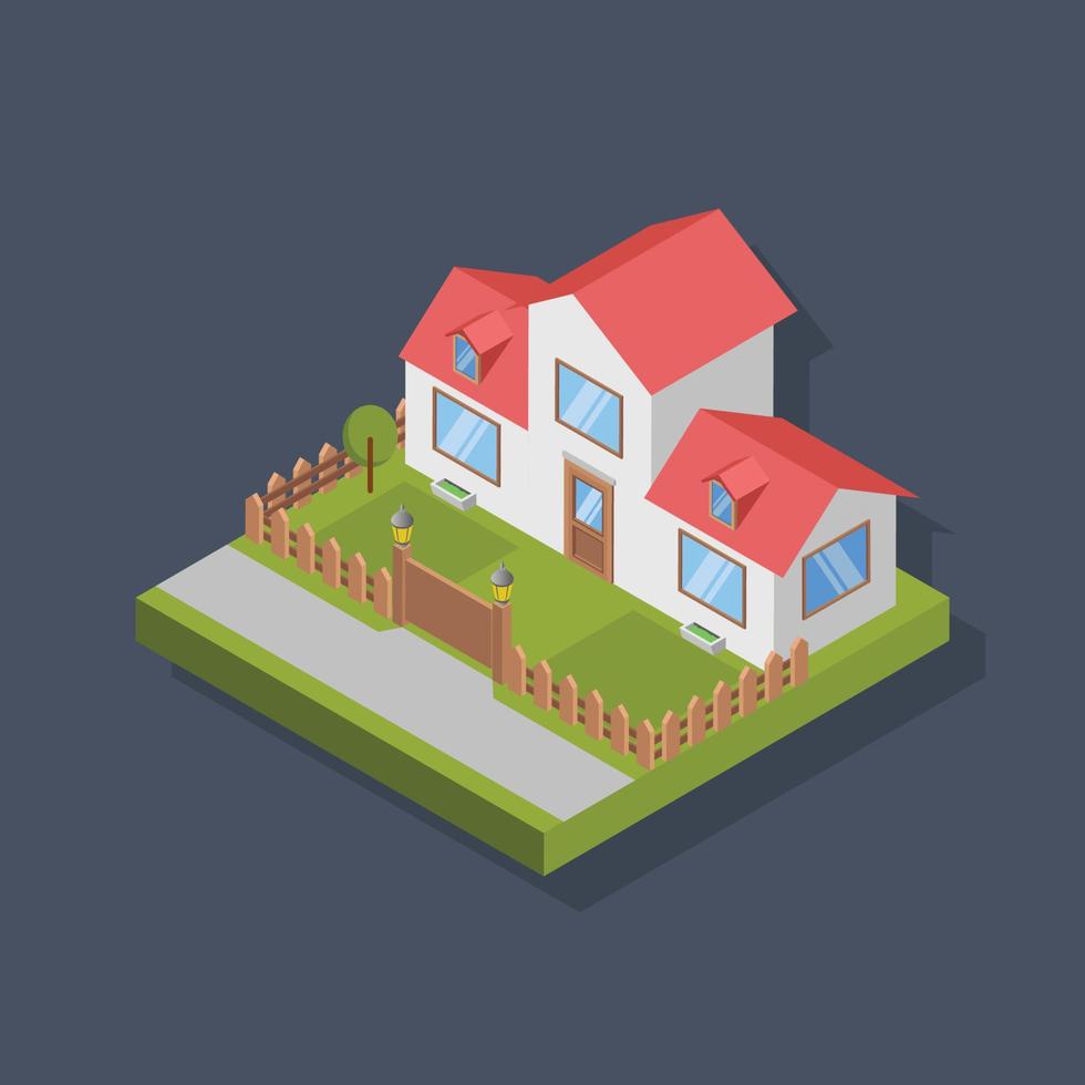 Residence house - Isometric 3D illustration. vector