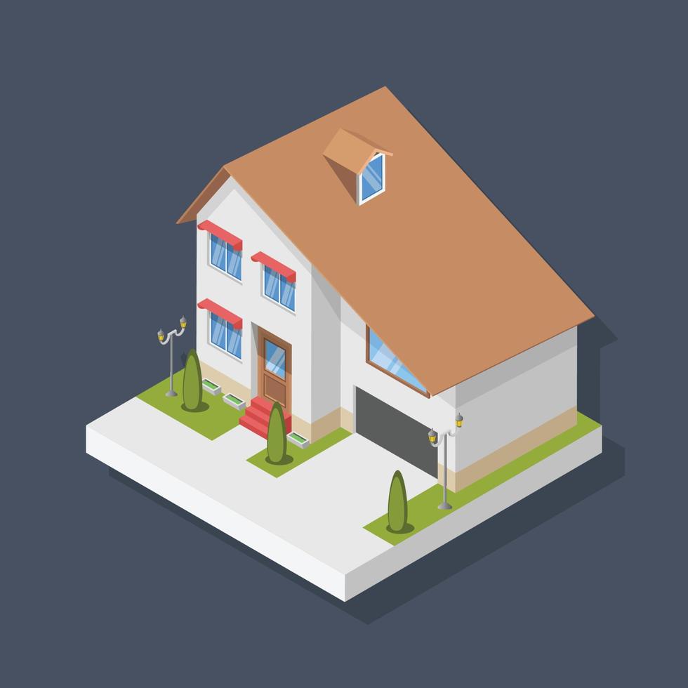 Residence house - Isometric 3D illustration. vector