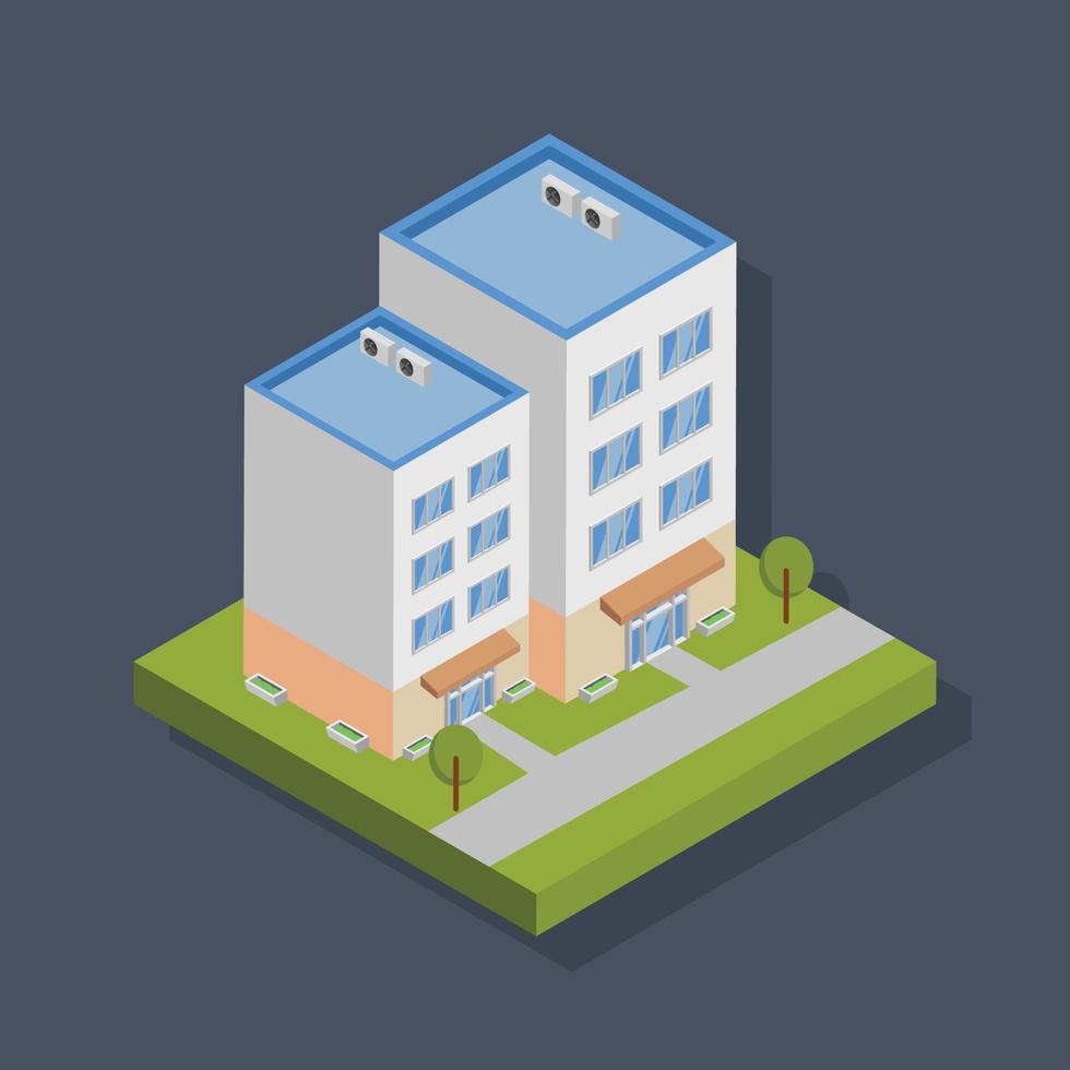 edificios comerciales - ilustración 3d isométrica. vector