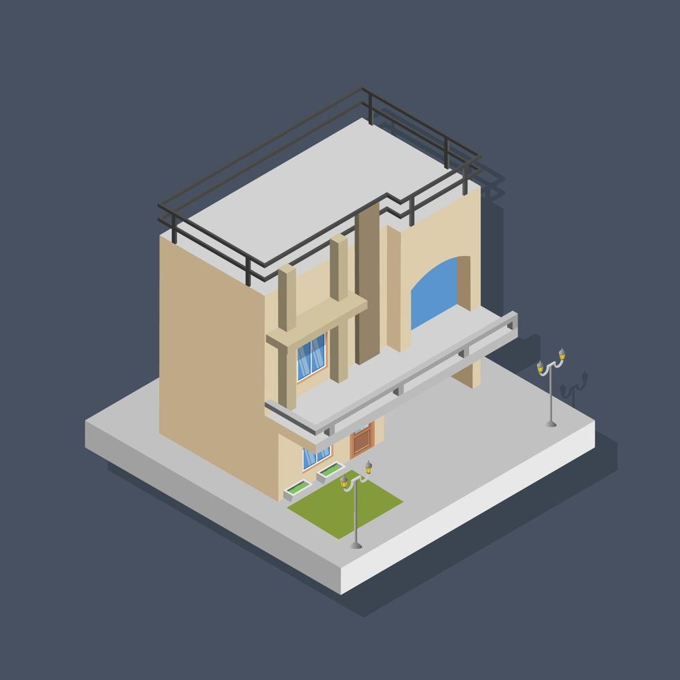 hotel de lujo- ilustración 3d isométrica. vector