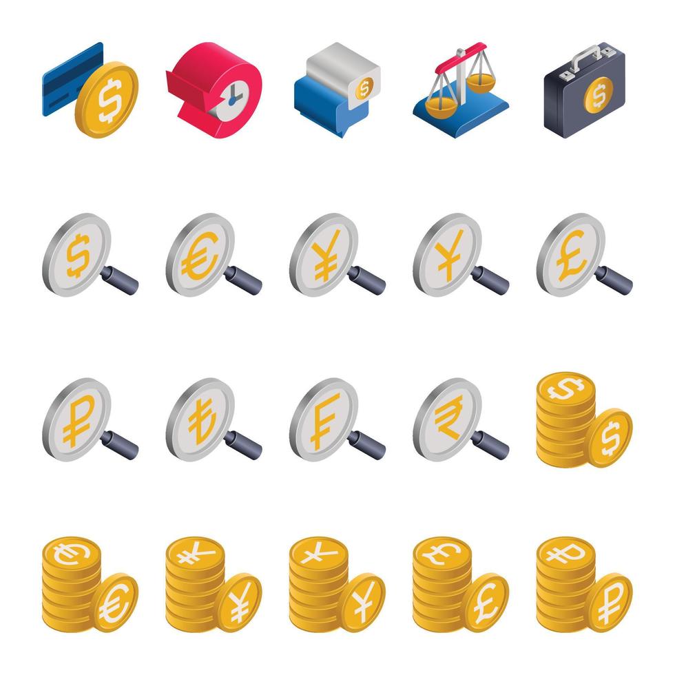 Isometric 3d icons for Banking and finance. vector