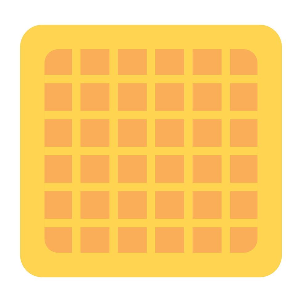 Baked dessert, flat icon of waffle vector