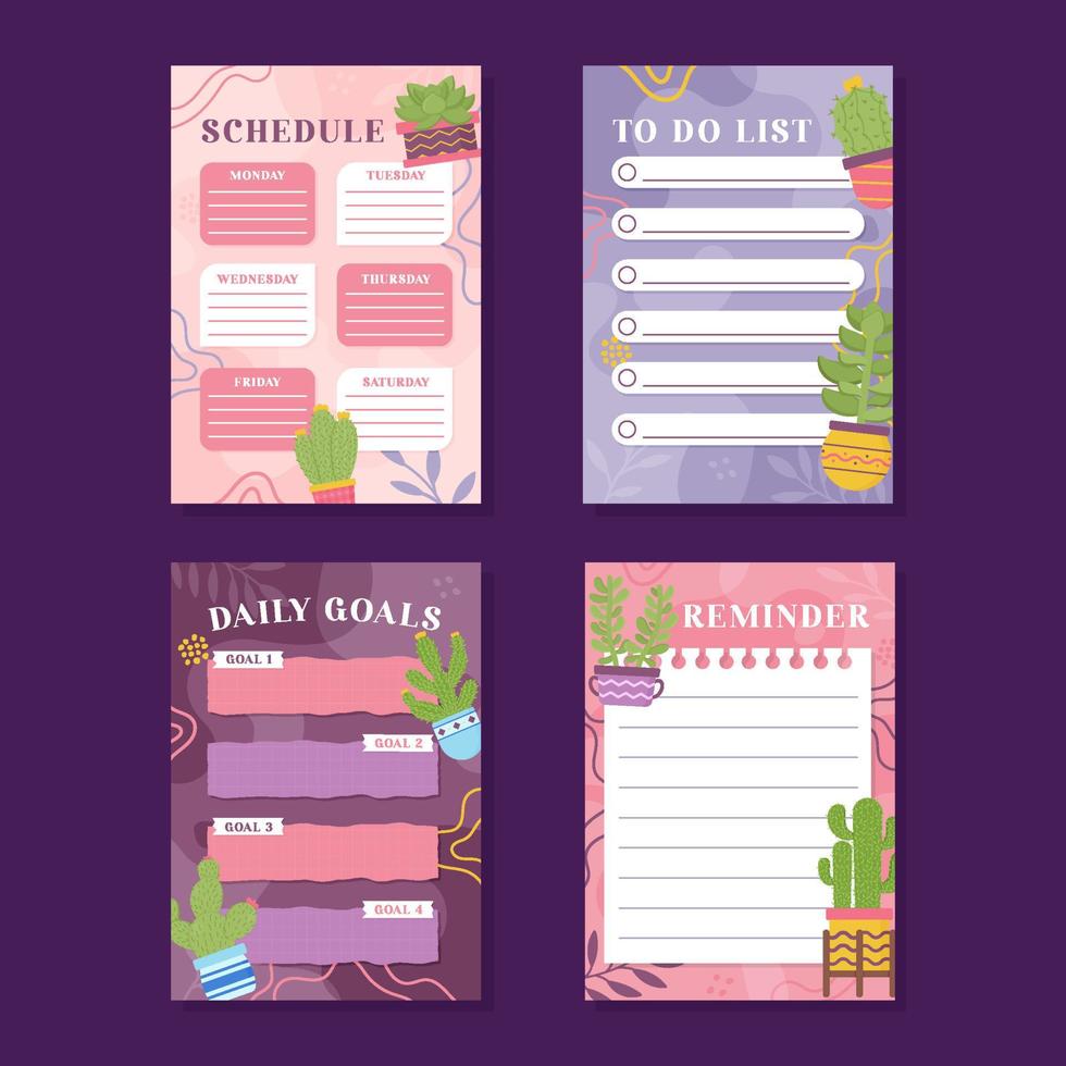 Cactus and Succulents Journal Pages Template vector