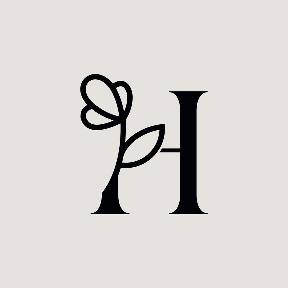 hermosa moda belleza logo letra h vector