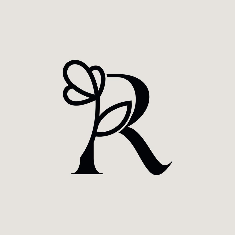 hermosa moda belleza logo letra r vector
