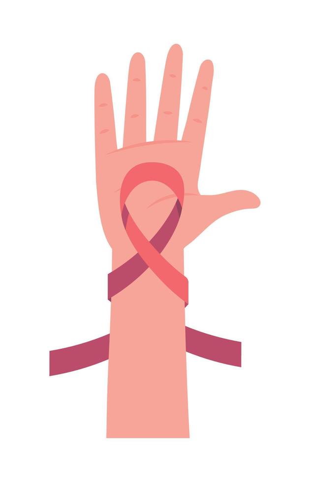 hand with ribbon AIDS vector