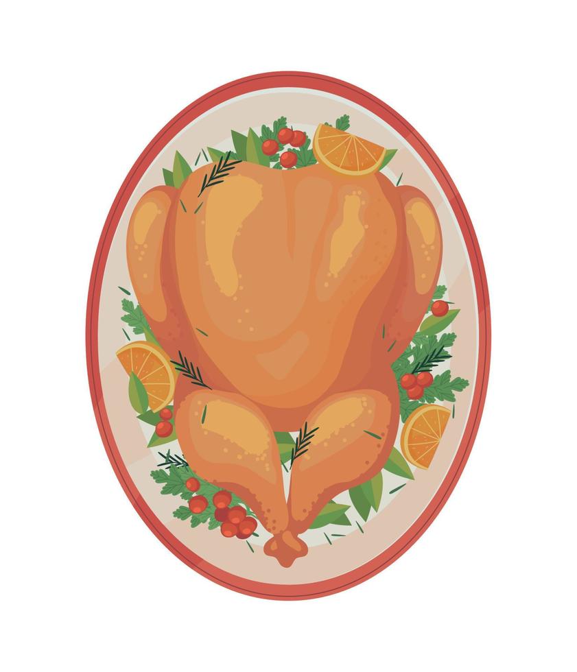 christmas dinner turkey vector