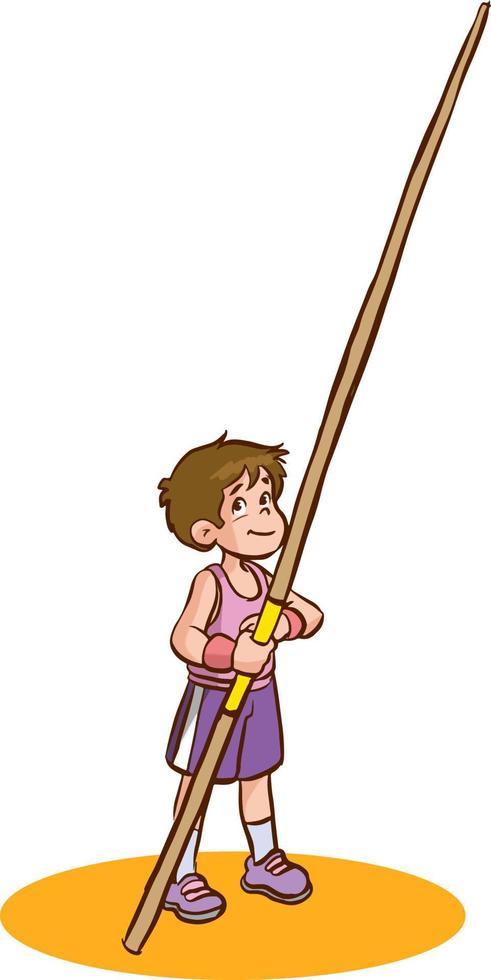 boy doing pole vault cartoon vector illustration