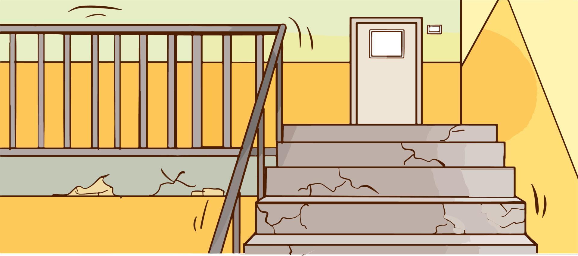 cracks in the building during earthquake shaking vector