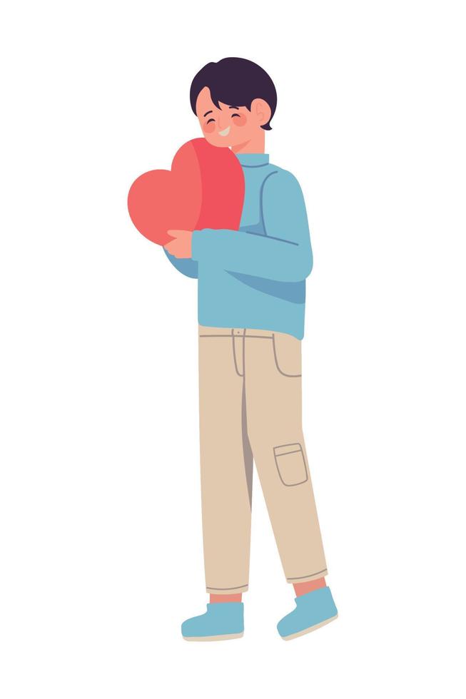 man hugging a heart vector
