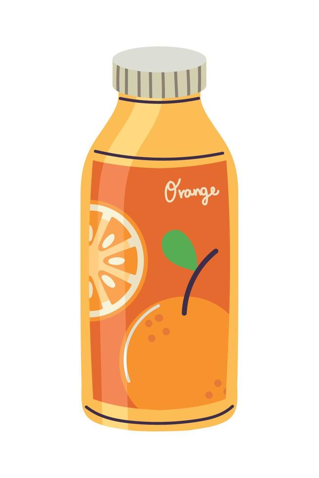 jugo naranja botella bebida vector