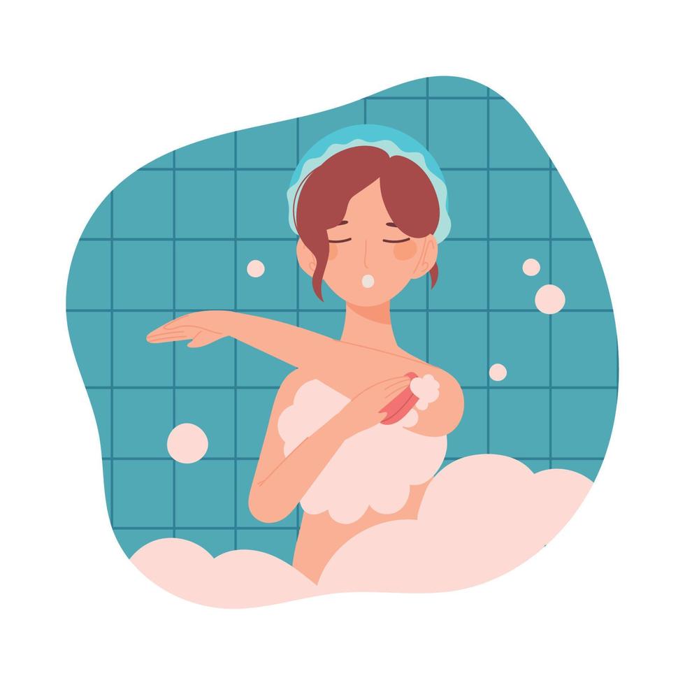 woman taking a bath vector