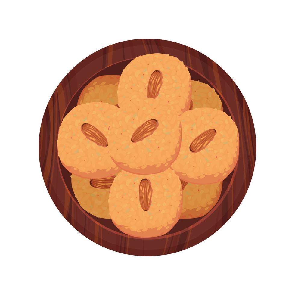 indian biscuits with almond vector