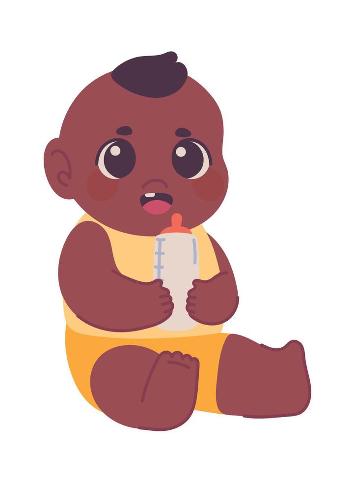 baby boy with milk bottle vector