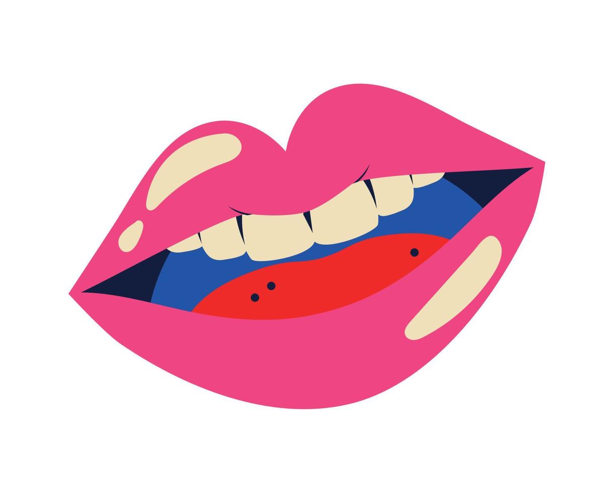 labios femeninos pop art de los 90 vector