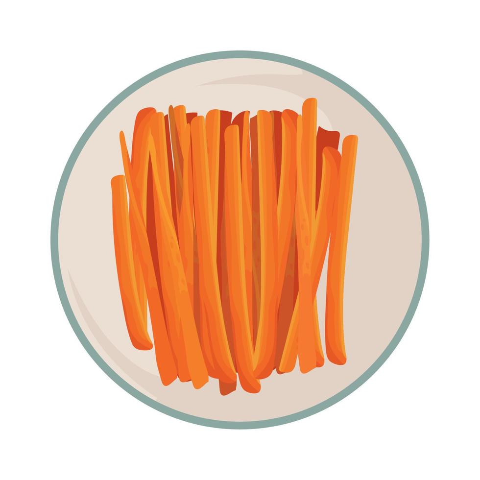 palitos de zanahoria en un plato vector