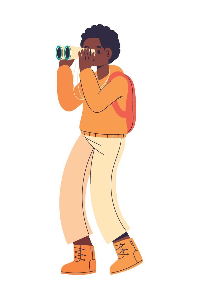 traveler man with binoculars vector