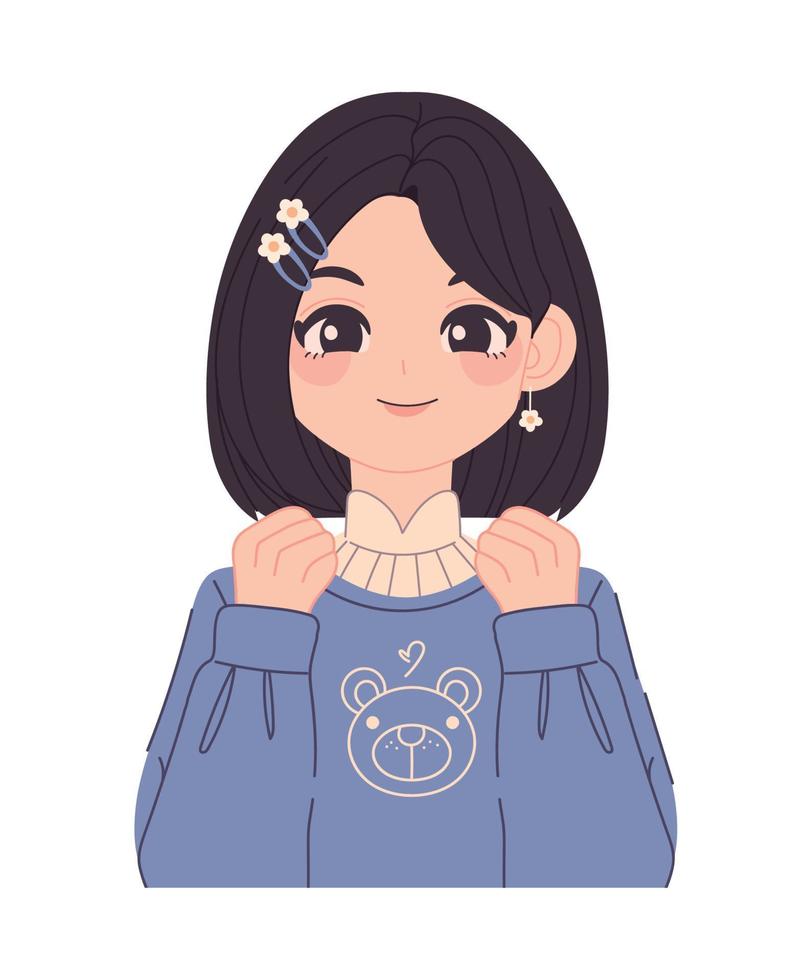 cute girl with sweater vector