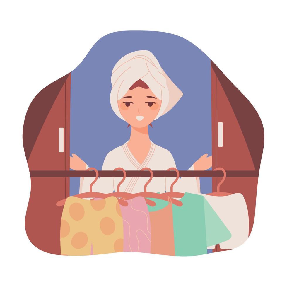 woman choosing clothes vector