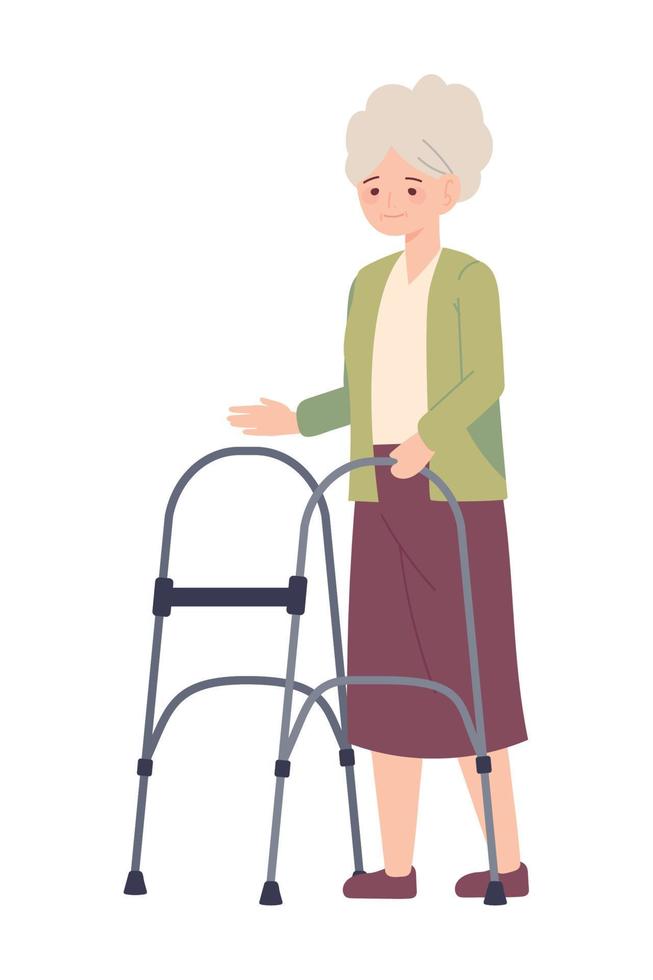 grandmother with walker vector