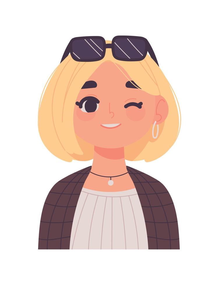 avatar de mujer con gafas de sol vector