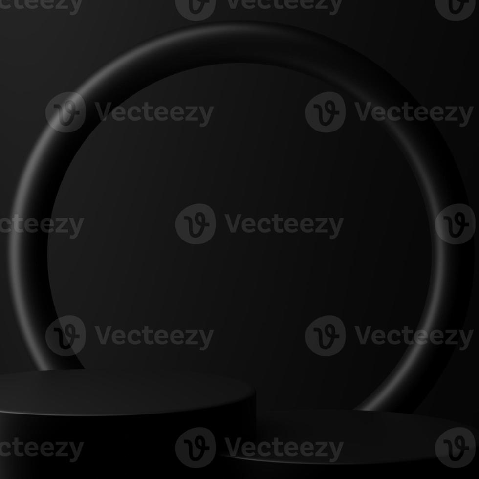 3D rendering Abstract geometry dynamic object with dark background. photo