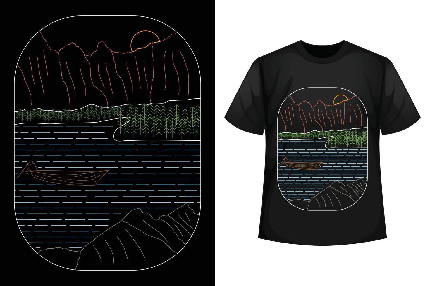 Illustration forest t-shirt design template. vector