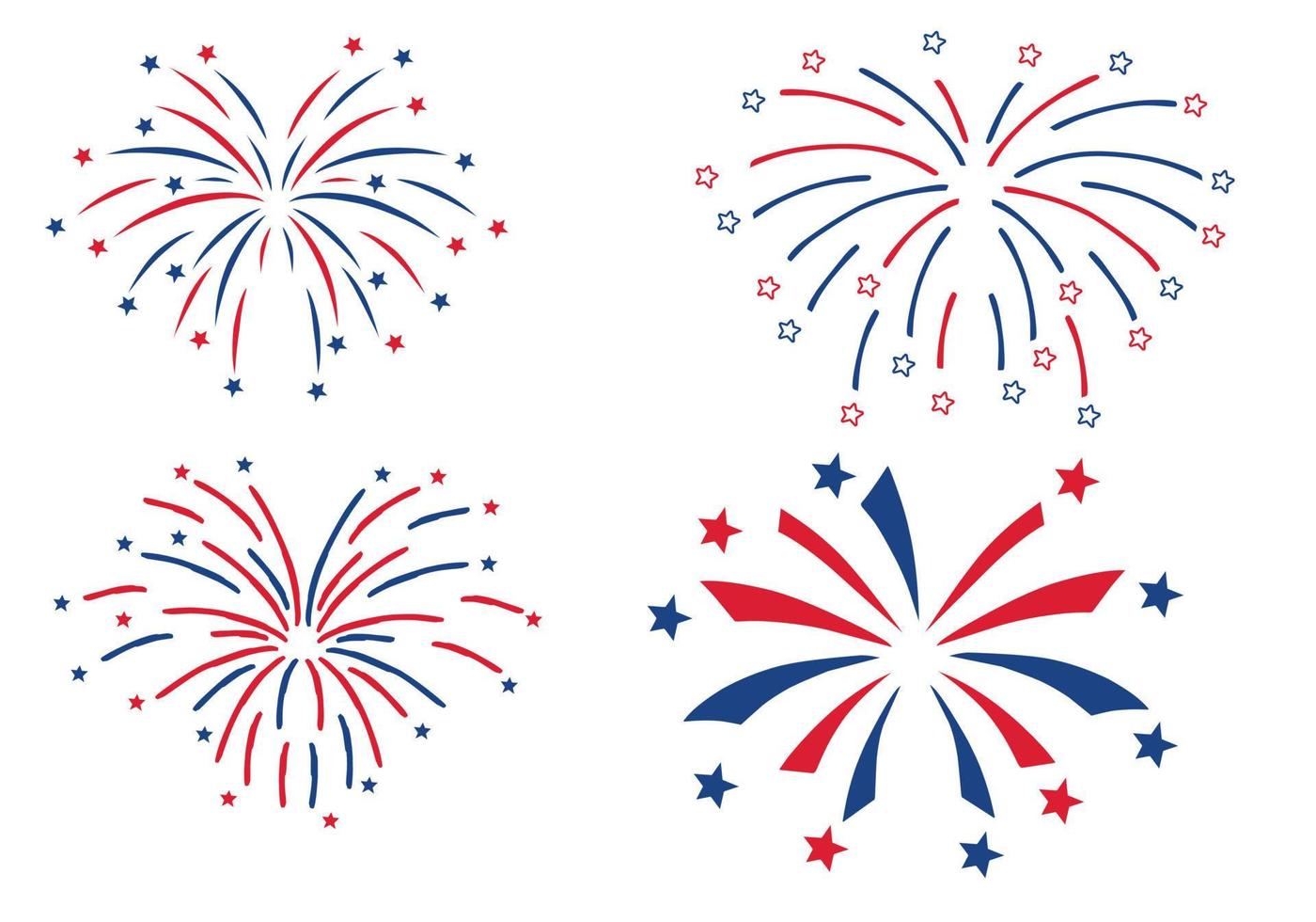 illustration vector graphic of set draw American celebration fireworks design elements