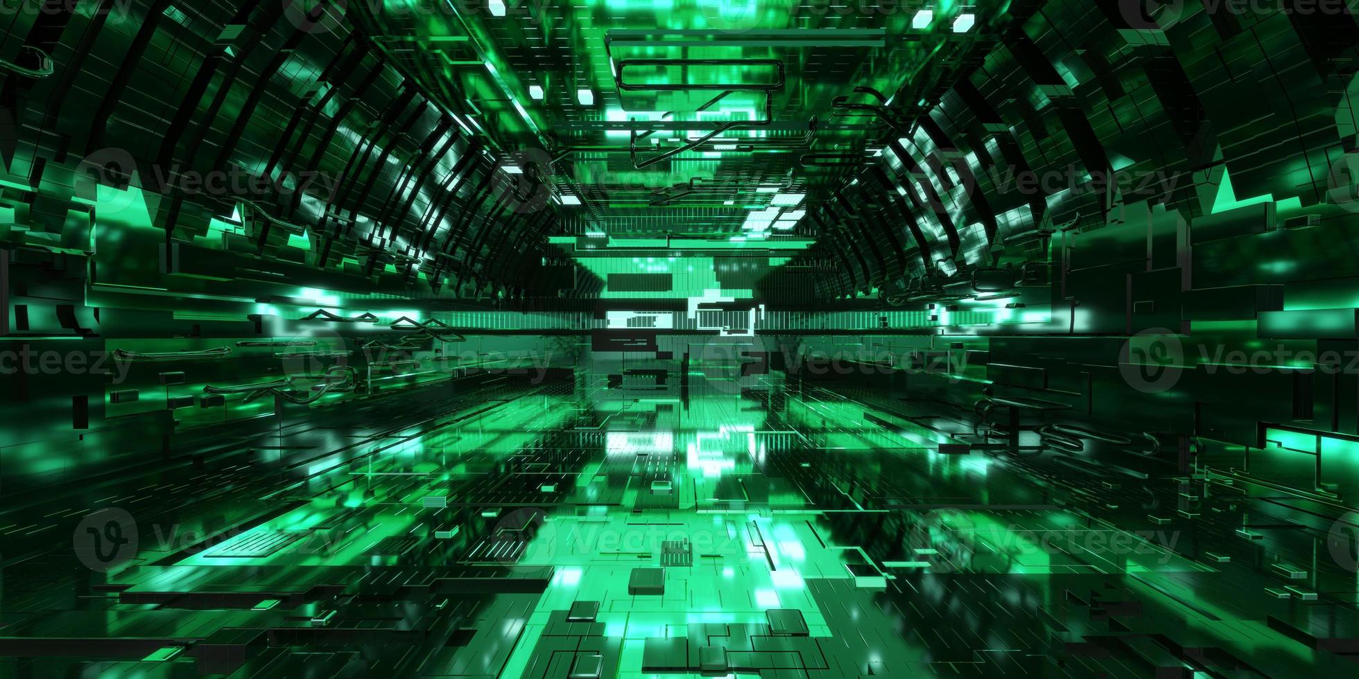 Sala de pasillo futurista de ciencia ficción. estilo de fondo futuro moderno, concepto interior. representación 3d foto
