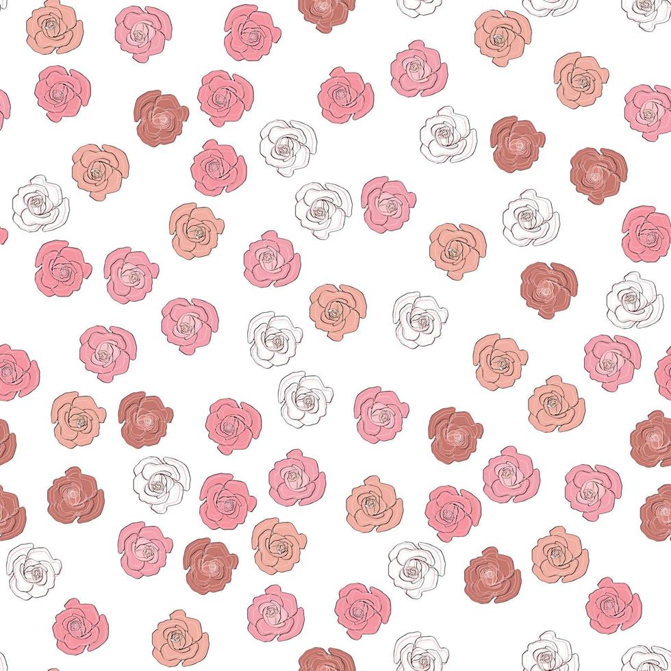 Seamless pattern rose and peony flowers. Confetti, cosmetics, wedding, beautiful flower background vector