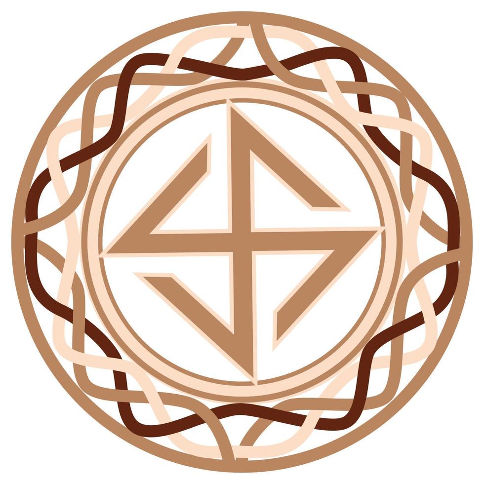 Hors, an ancient Slavic symbol, decorated with Scandinavian patterns. Beige fashion design vector