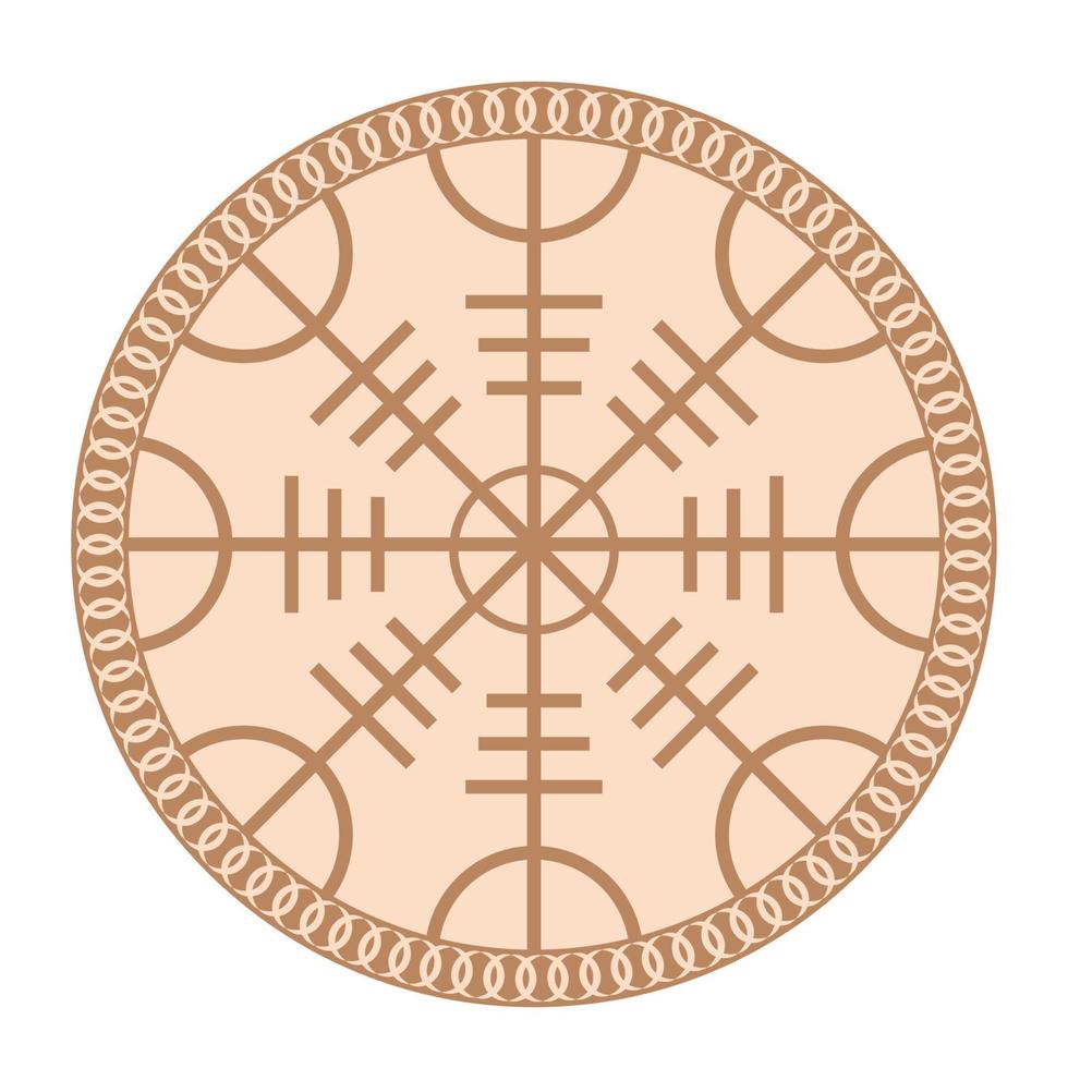 The Runed Helm of Terror, an ancient Slavic symbol embellished with Scandinavian designs. Beige fashion design vector
