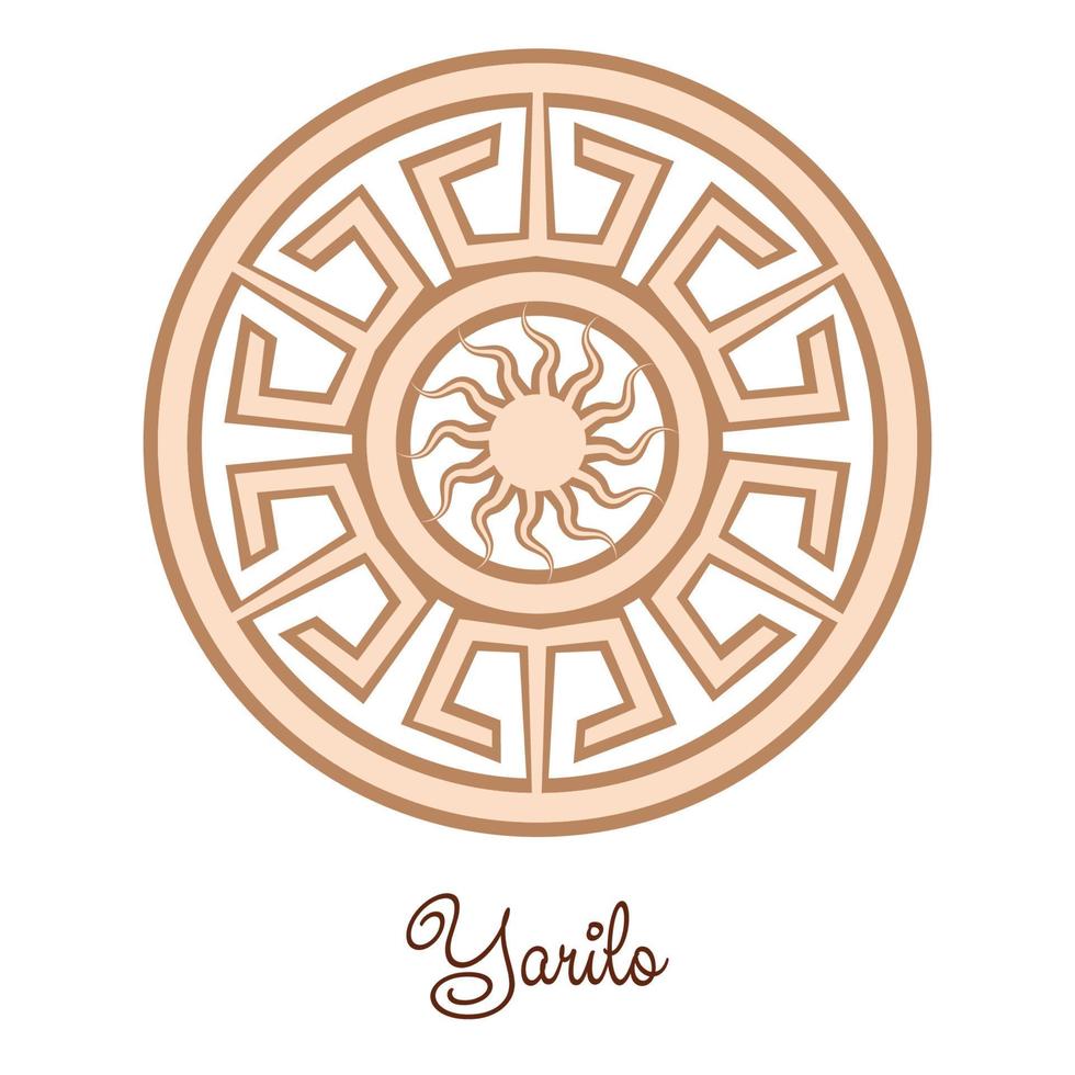 Yarylo, an ancient Slavic symbol, decorated with Scandinavian patterns. Beige fashion design vector