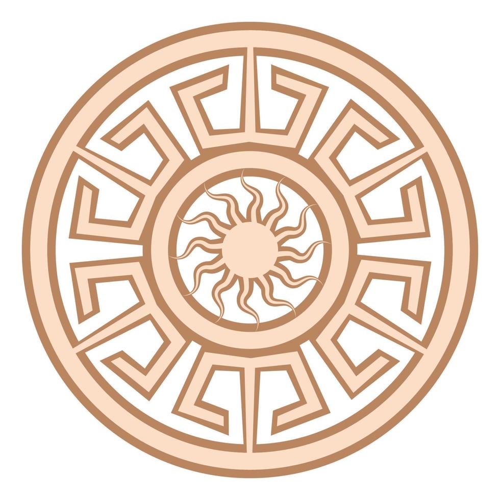 Yarylo, an ancient Slavic symbol, decorated with Scandinavian patterns. Beige fashion design vector