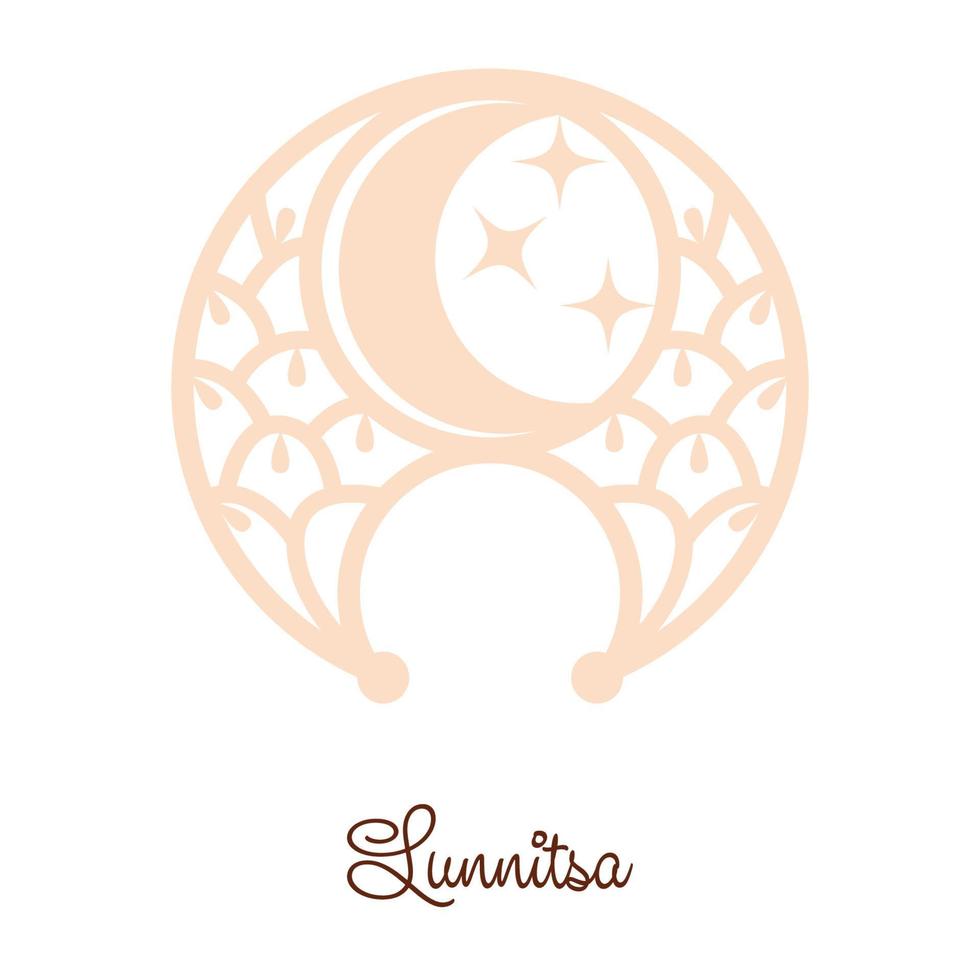 Lunnitsa, an ancient Slavic symbol, decorated with Scandinavian patterns. Beige fashion design vector