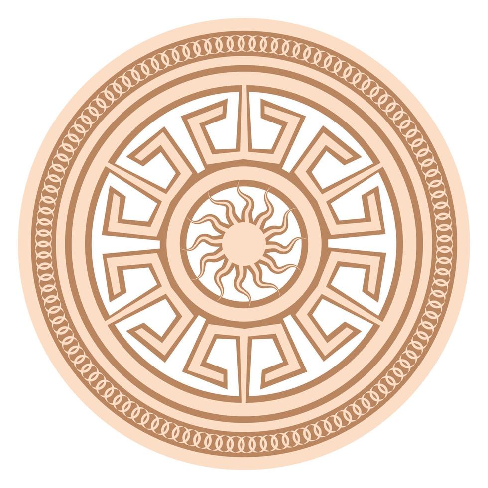 Yarylo, an ancient Slavic symbol, decorated with Scandinavian patterns. Beige fashion design vector