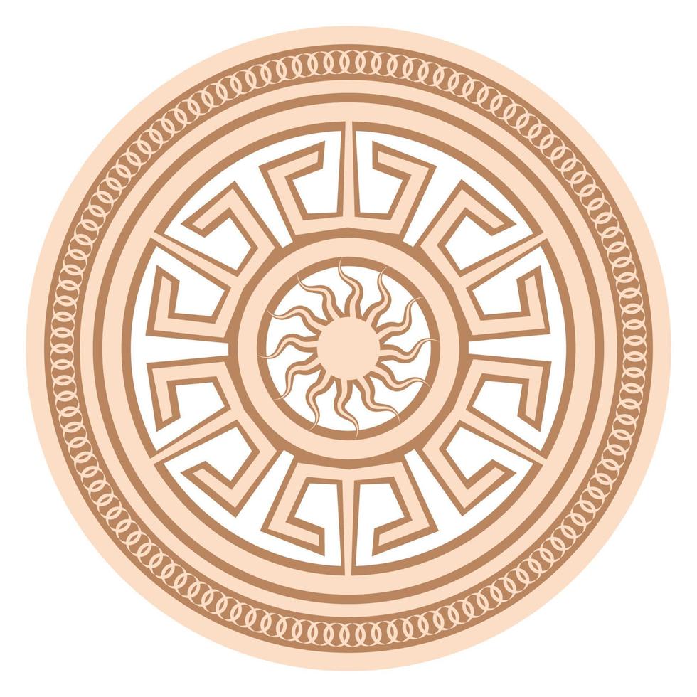 Yarylo, an ancient Slavic symbol, decorated with Scandinavian patterns. Beige fashion design vector