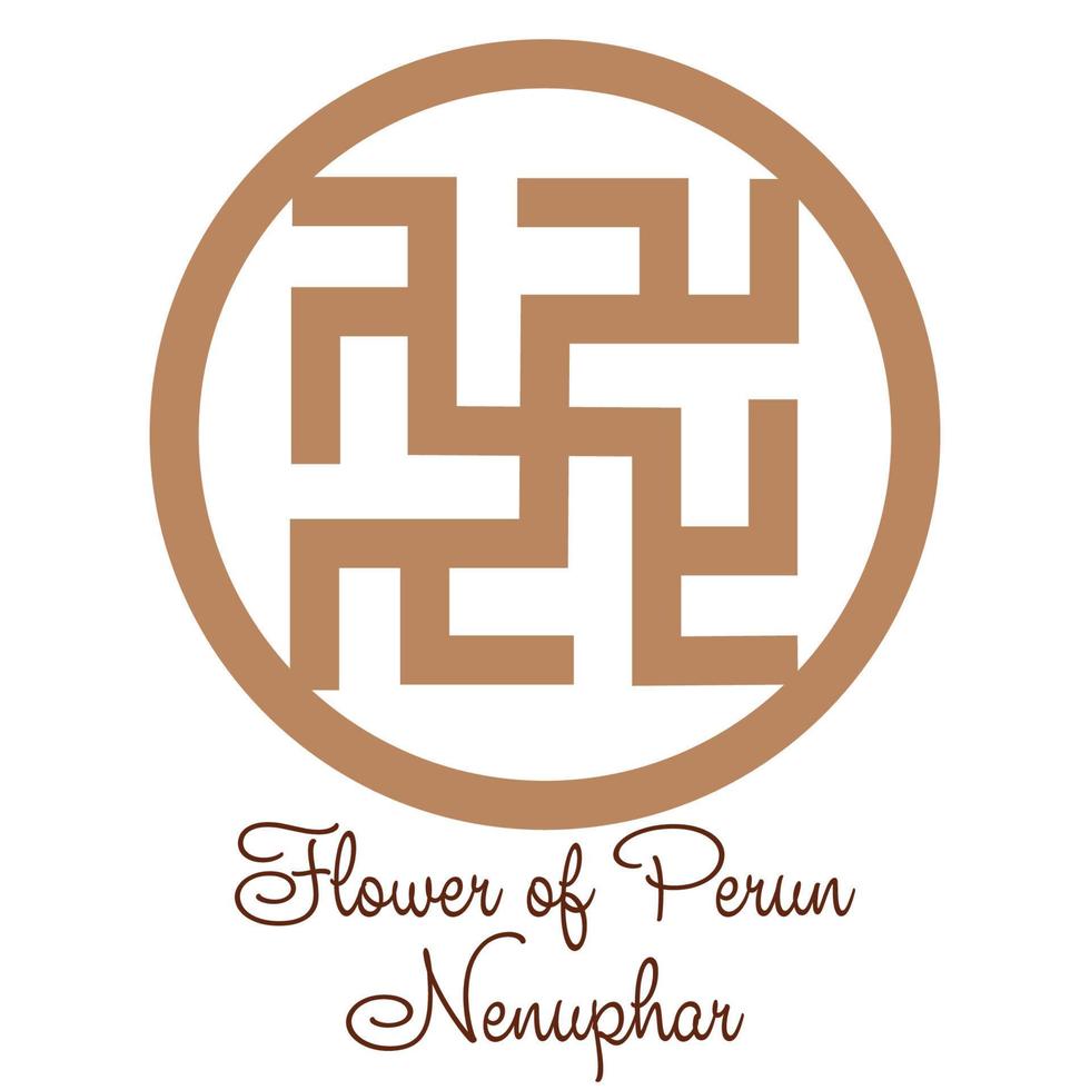 Flower of Perun, Overcome grass, water lily, Slavic symbol, decorated with Scandinavian patterns. Beige trendy design vector