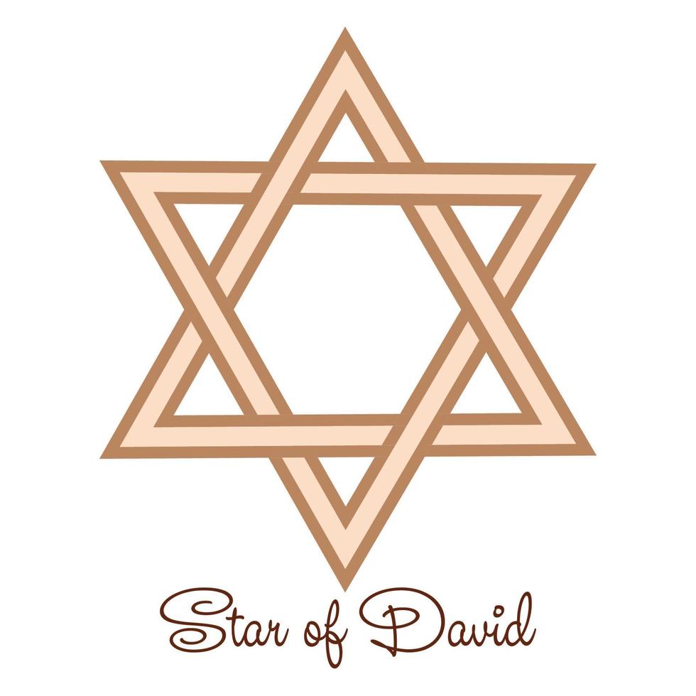Star of David, an ancient symbol decorated with Scandinavian patterns. Beige fashion design vector