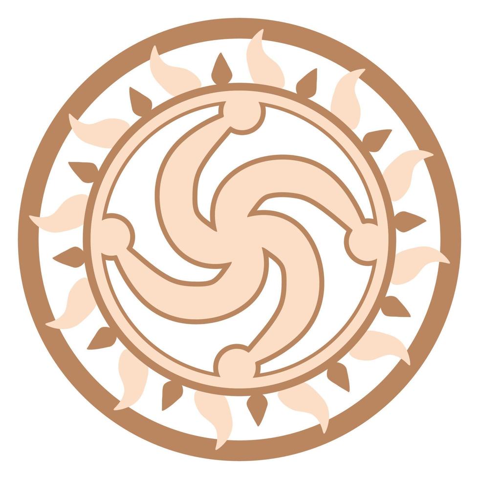 Rod symbol, an ancient Slavic symbol, decorated with Scandinavian patterns. Beige fashion design vector