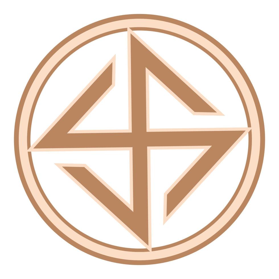 Hors, an ancient Slavic symbol, decorated with Scandinavian patterns. Beige fashion design vector