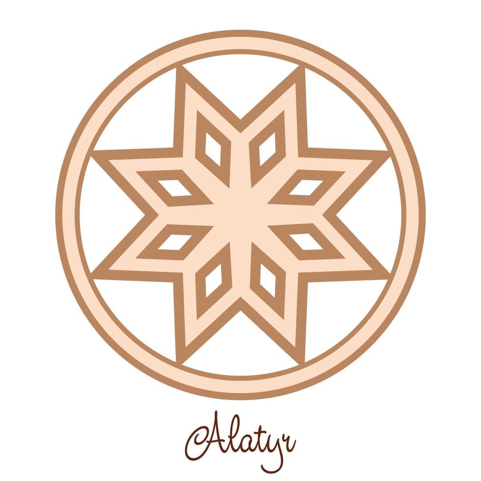 Alatyr, an ancient Slavic symbol, decorated with Scandinavian patterns. Beige fashion design vector