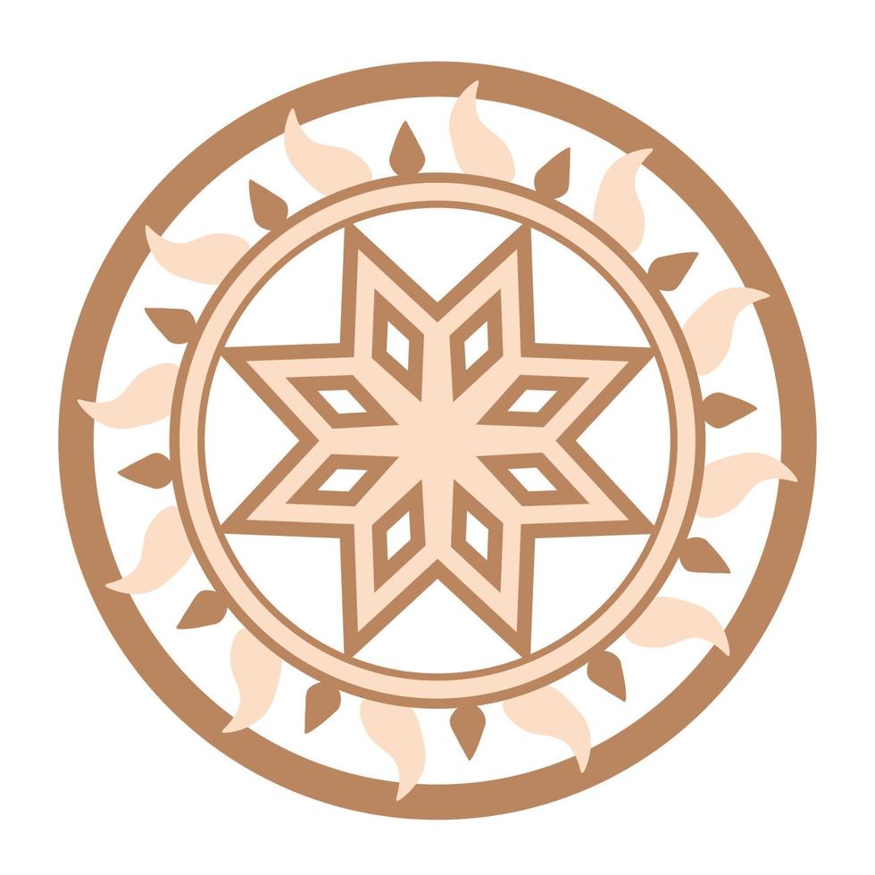 Alatyr, an ancient Slavic symbol, decorated with Scandinavian patterns. Beige fashion design vector