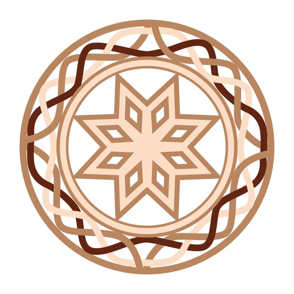 Alatyr, an ancient Slavic symbol, decorated with Scandinavian patterns. Beige fashion design vector