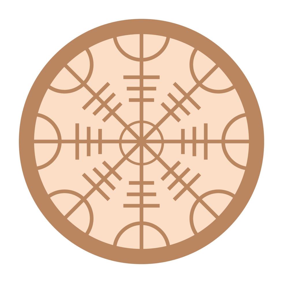 The Runed Helm of Terror, an ancient Slavic symbol embellished with Scandinavian designs. Beige fashion design vector