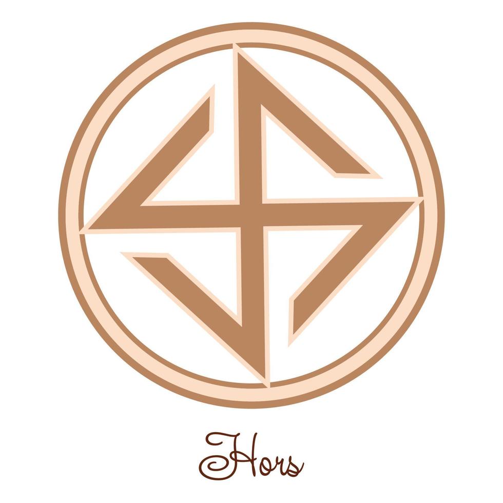 Hors, an ancient Slavic symbol, decorated with Scandinavian patterns. Beige fashion design vector