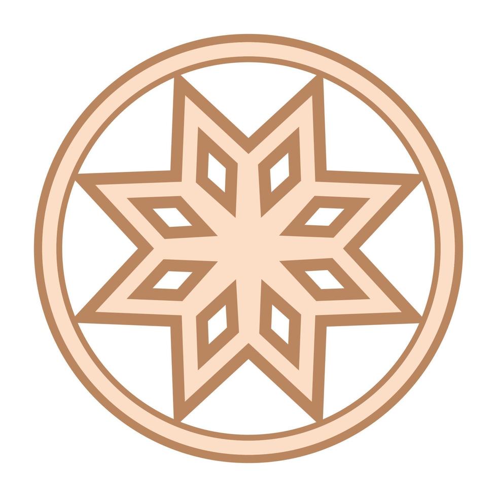 Alatyr, an ancient Slavic symbol, decorated with Scandinavian patterns. Beige fashion design vector