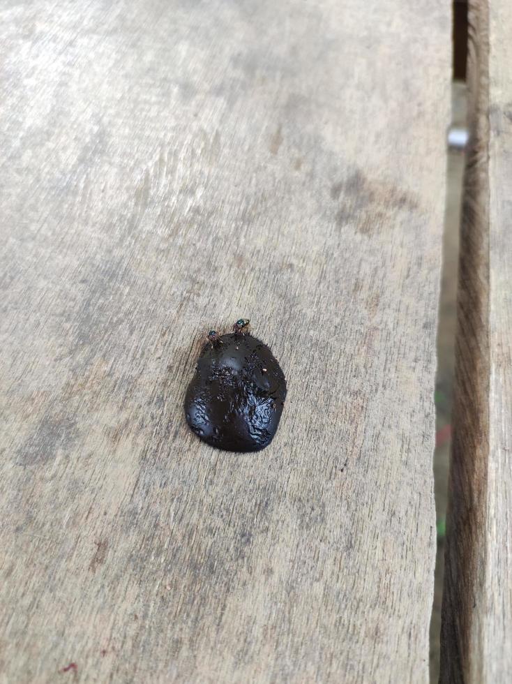 chicken droppings on wood photo