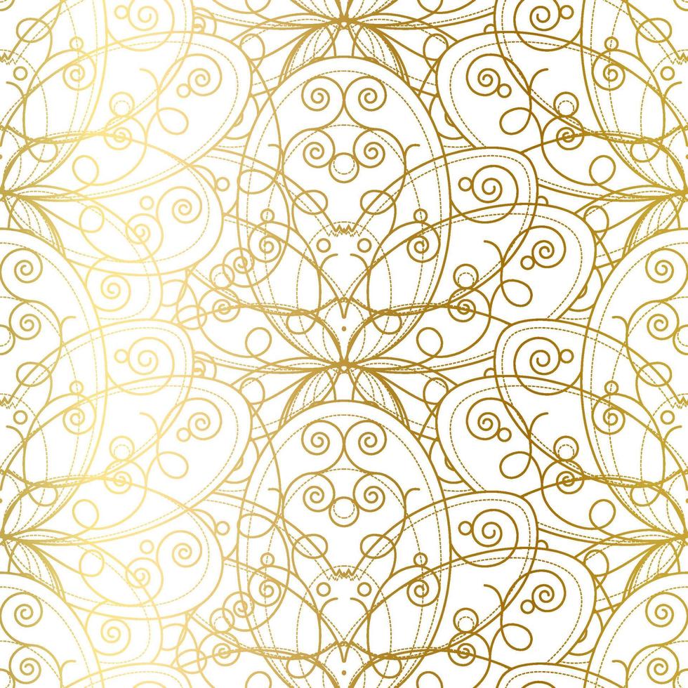 Vector Seamless Pattern with Abstract Golden Ornament